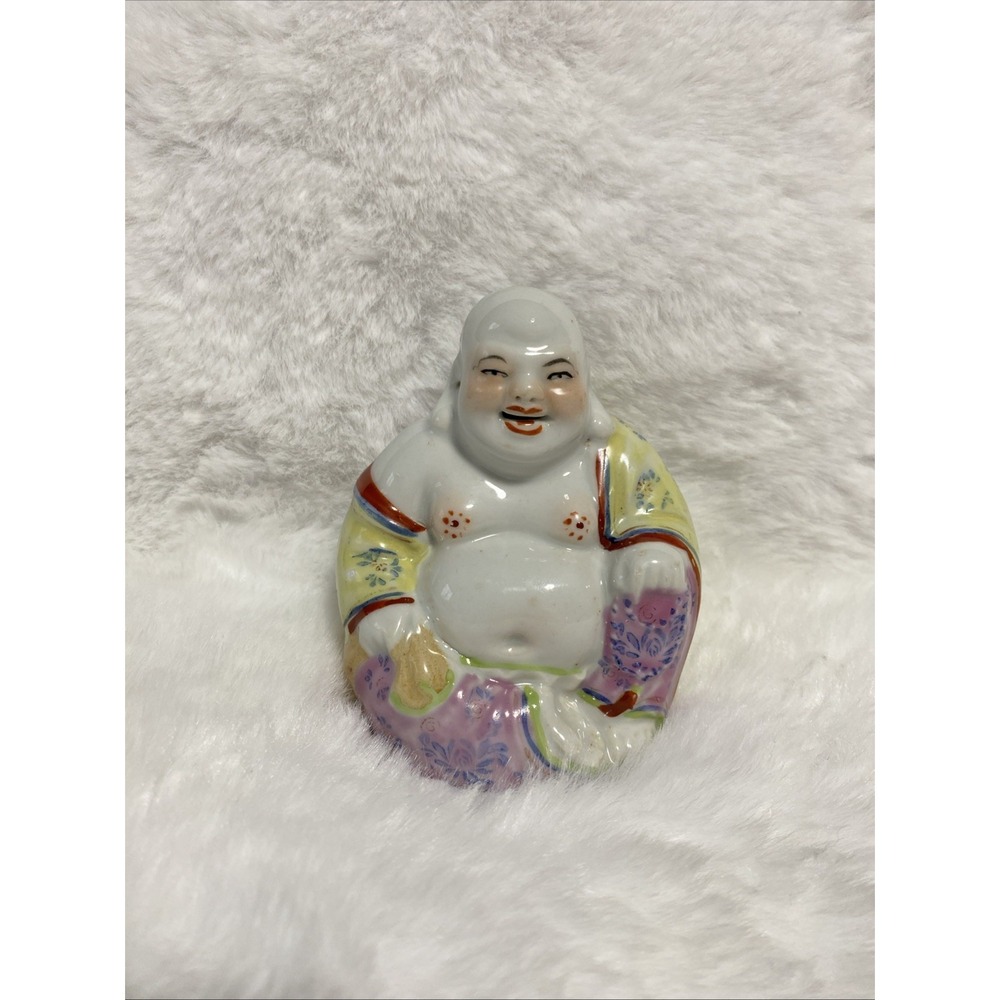 Vintage Chinese Porcelain Happy Buddha 4" x 3.5” x 2”